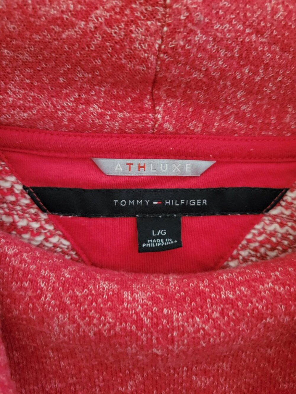 Tommy Hilfiger Athluxe Cowl Neck Fleece Sweater Large Red Pink Womens Cozycore - Picture 13 of 16